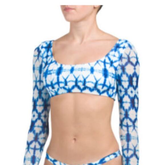 cikada Other - CIKADA Australia Kanolo Blue Printed Long Sleeve Swim Top US 10